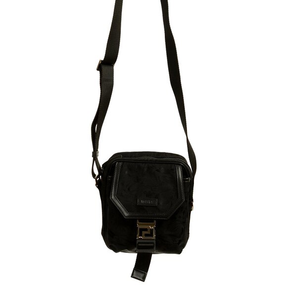 Versace Unisex Black Barocco Print Crossbody Shoulder Bag